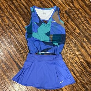 Nike Blue and Green Athletic Tank and Skirt Set tennis/pickleball